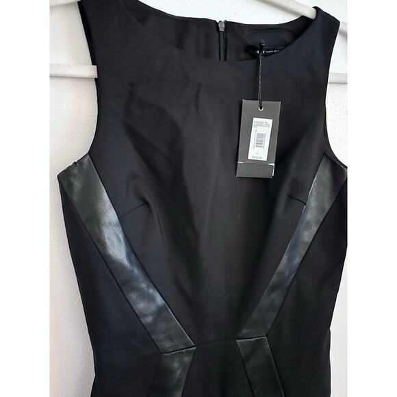 NWT A/X Armani Exchange Women's Sleeveless Faux Leather Sheath Dress Size 2 - Picture 3 of 10